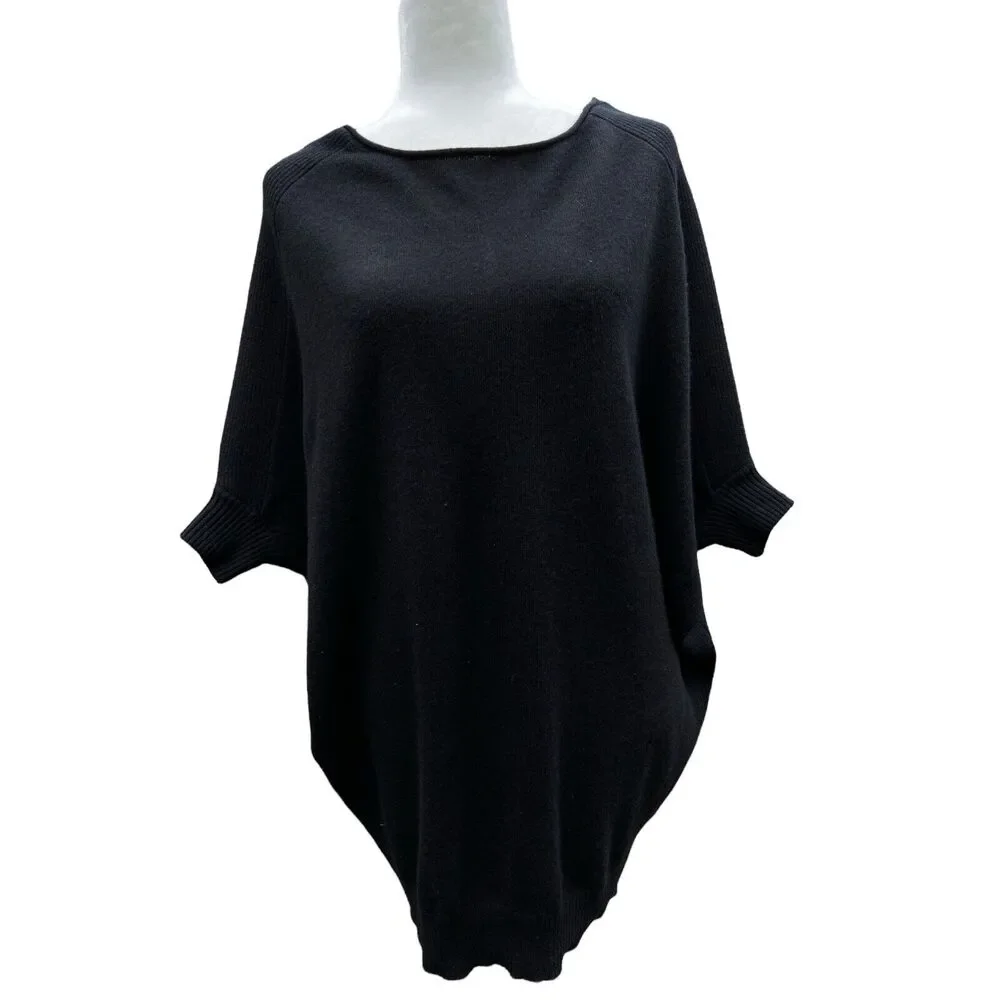 Tory Burch Women Small Sweater Cashmere Black Knit‎ Pullover Dolman Sleeve