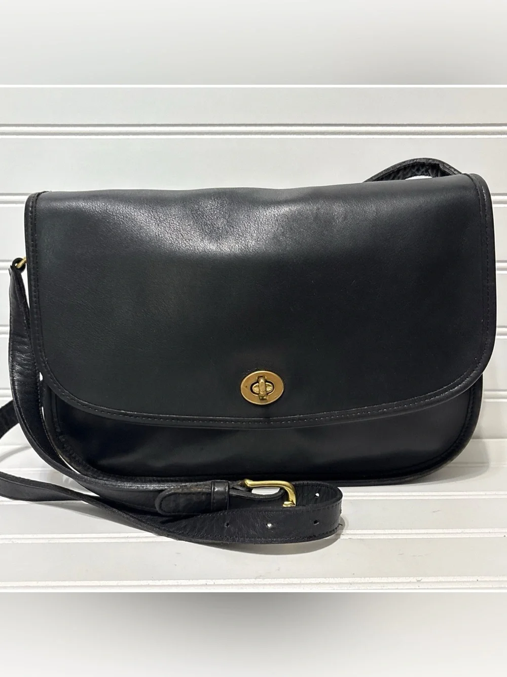 COACH Vintage City Black Leather Shoulder Crossbody Bag Tote Made in USA