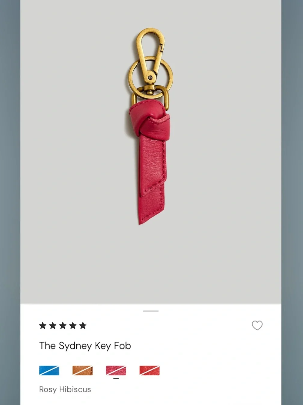 ☀️ New! MADEWELL Sydney Key Fob — Rosy Hibiscus Leather Keychain