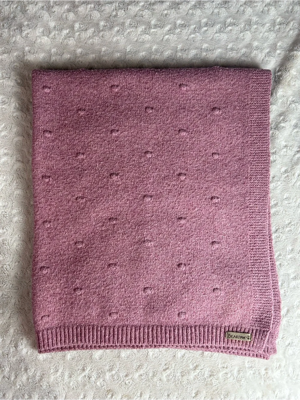 Bearpaw Baby Blanket Sweater Knit Raised Dots Texture