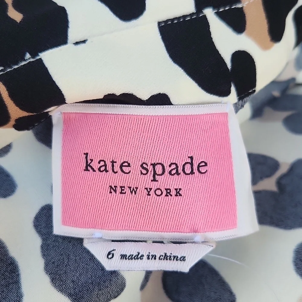 NWT Kate Spade New York Leopard Animal Print Midi Shirt Dress Belted 6