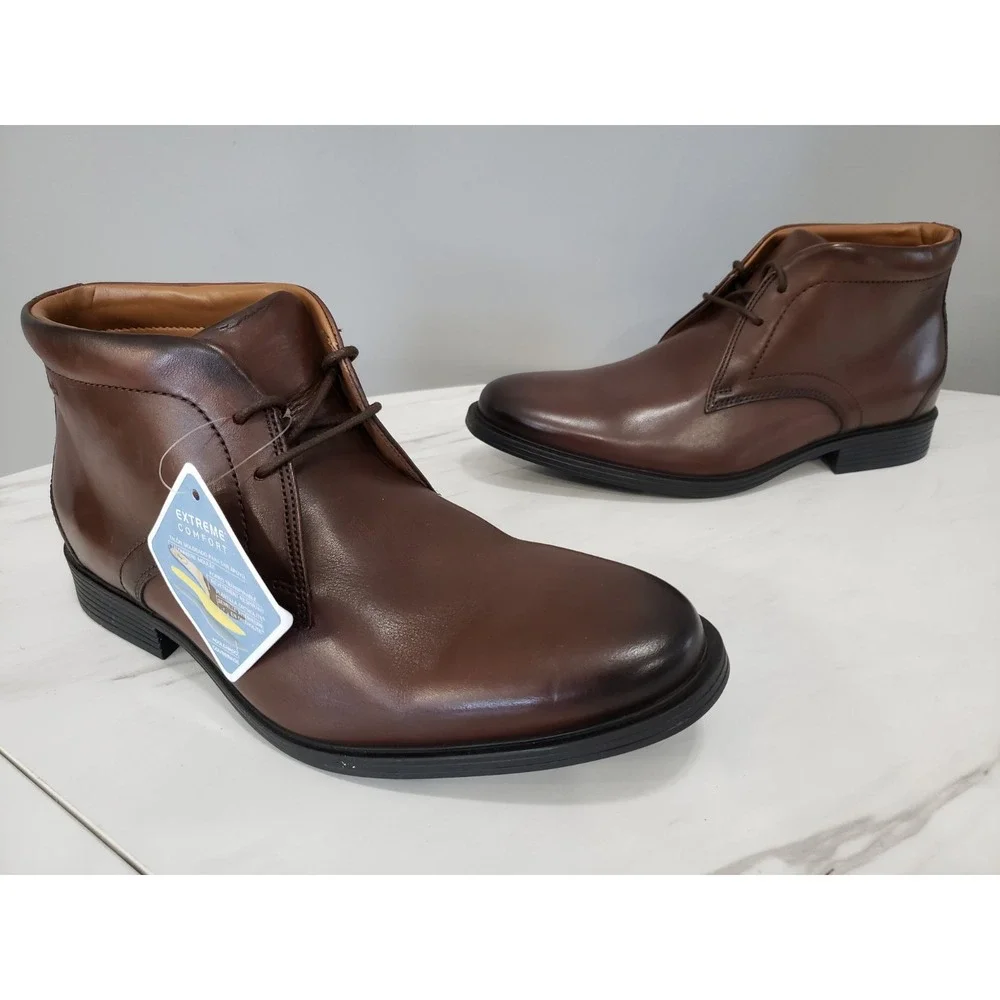 NEW NO BOX SIZE 8 - Clarks Whiddon Mid‎ Chukka Boot Men's Mahogany Leather BROWN