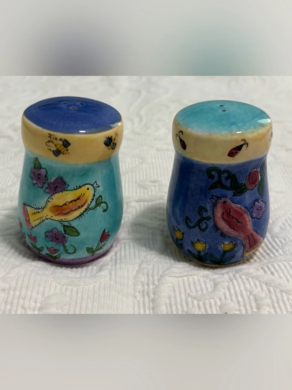 Covered Butter Dish & Salt & Pepper Shakers - “Birds and the Bees” By Sango