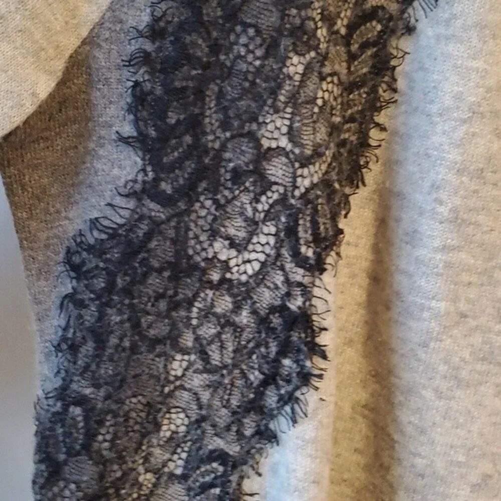 J. CREW LACE WOOL BLEND SWEATER GRAY BLACK SIZE SMALL