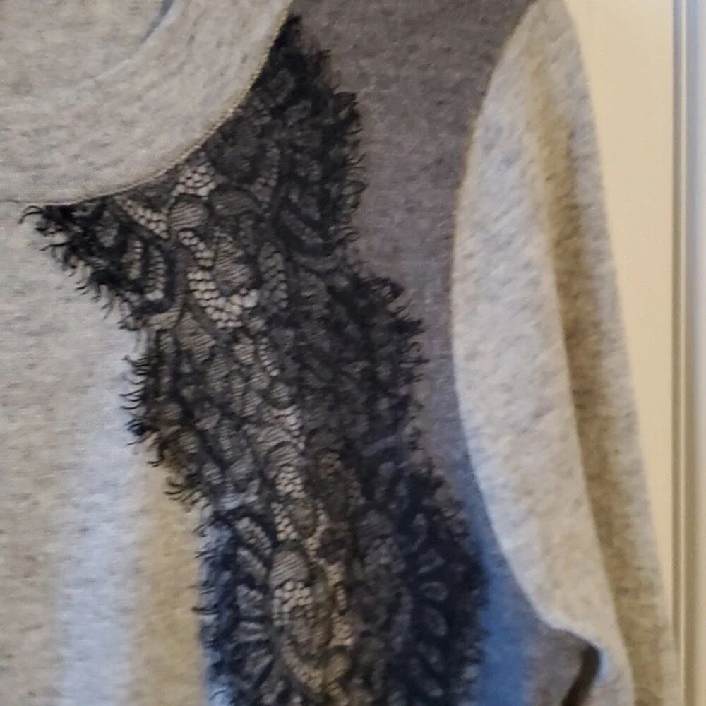 J. CREW LACE WOOL BLEND SWEATER GRAY BLACK SIZE SMALL