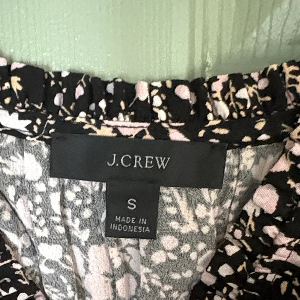 J. Crew Black and Pink Floral Blouse