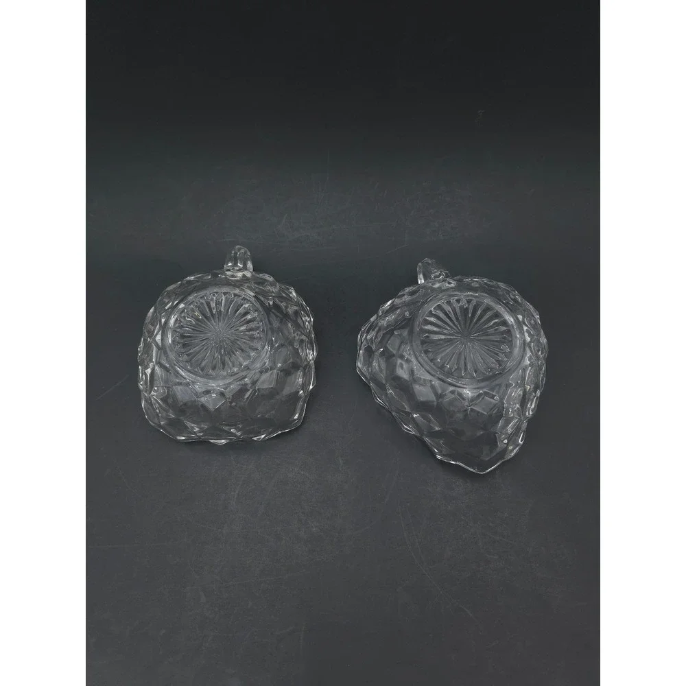 Fostoria American nappy dish single handle nut bowl cup square triangle Lot of 2