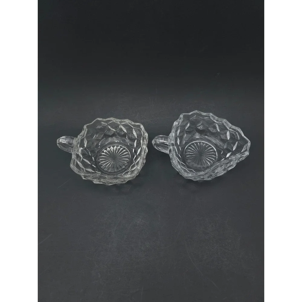 Fostoria American nappy dish single handle nut bowl cup square triangle Lot of 2