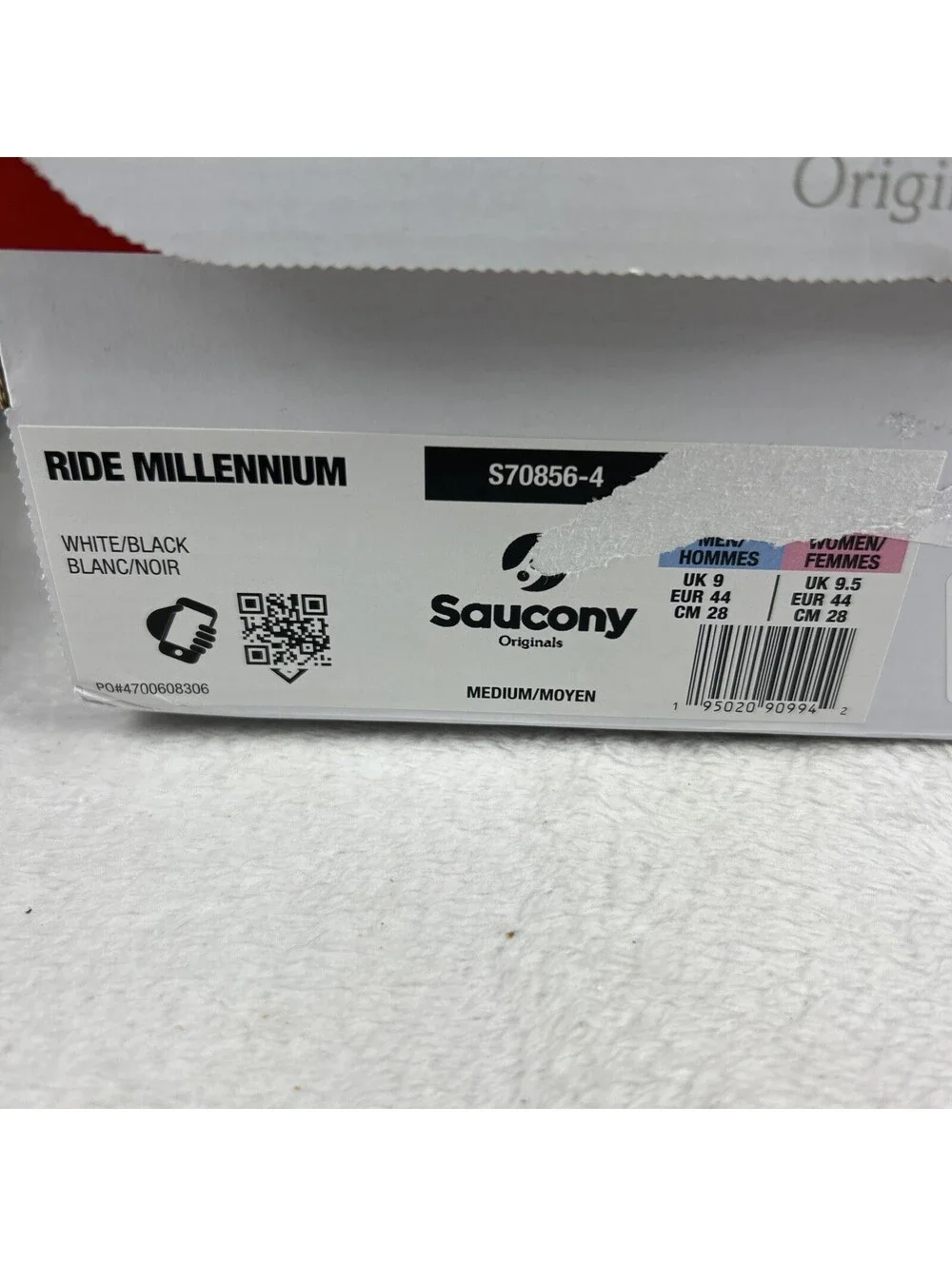 Saucony Ride Millennium Men’s Running Shoes Size 10 White Black Suede Sneakers