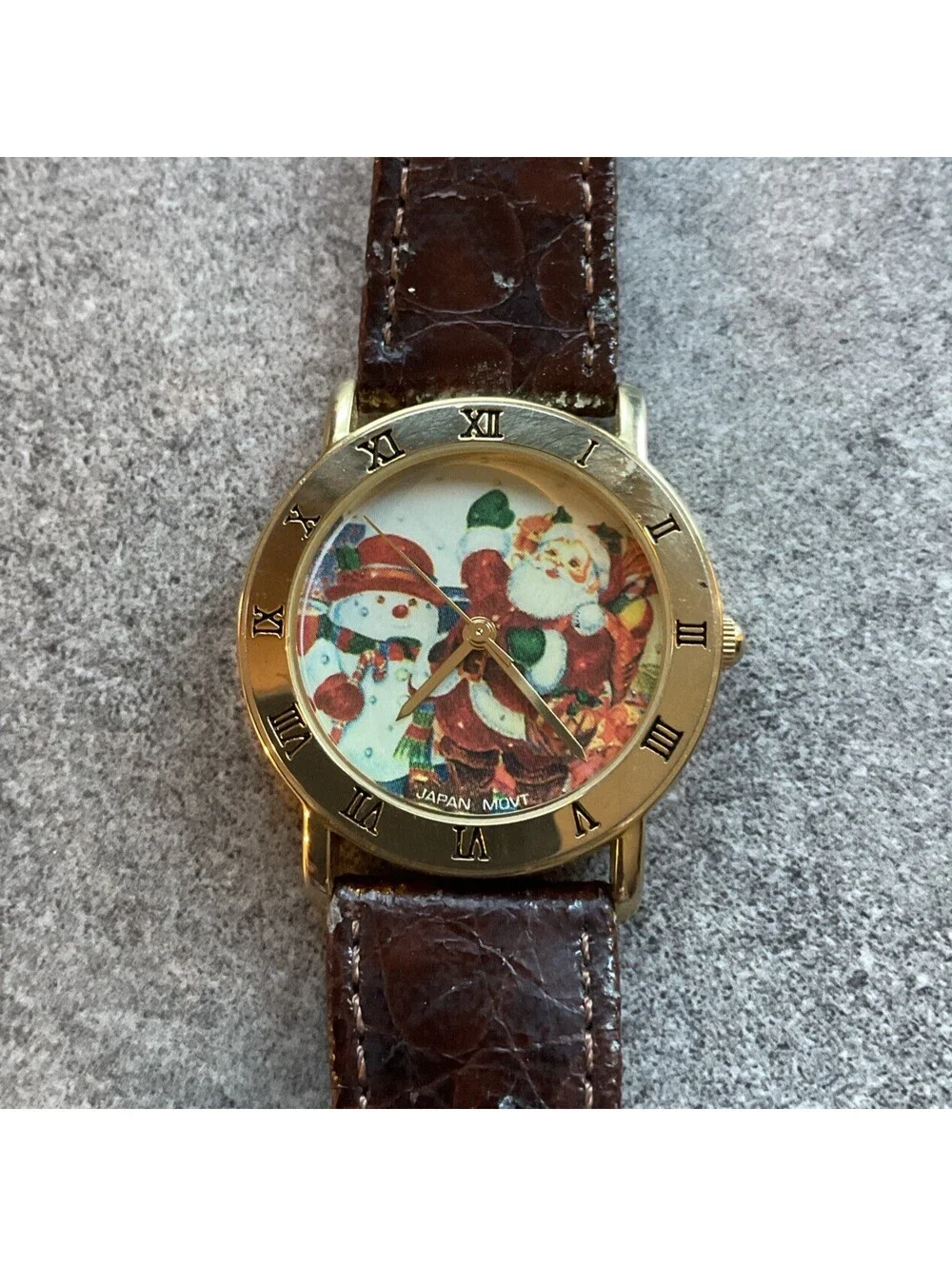 Vintage Milan Unisex Watch 32mm Gold Tone Case With Christmas Themed Dial B-H