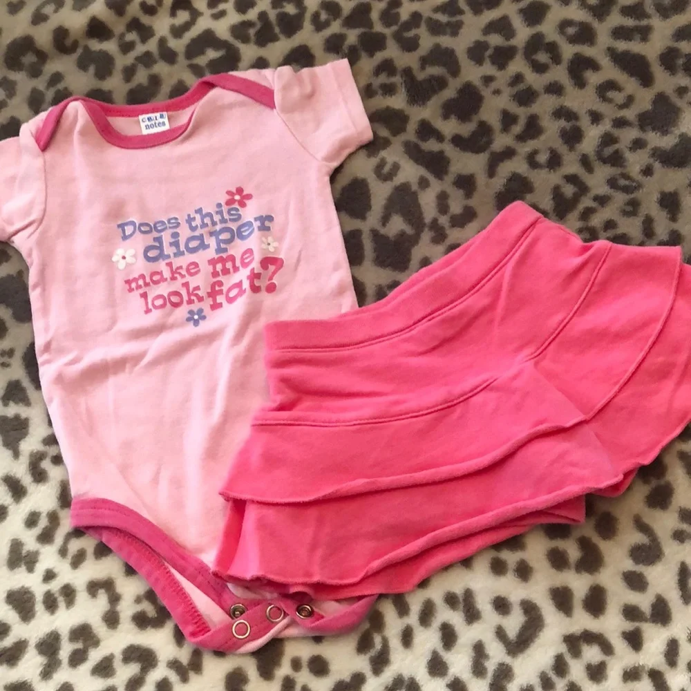 2006 Old Navy Skirt and Graphic Onesie Bundle Outfit in Pink Size 3-6 Months