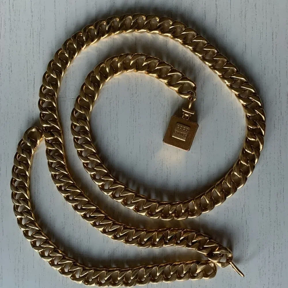 1970s Chanel Gold Toned Perfume Chain Belt Necklace Vintage Pristine condition