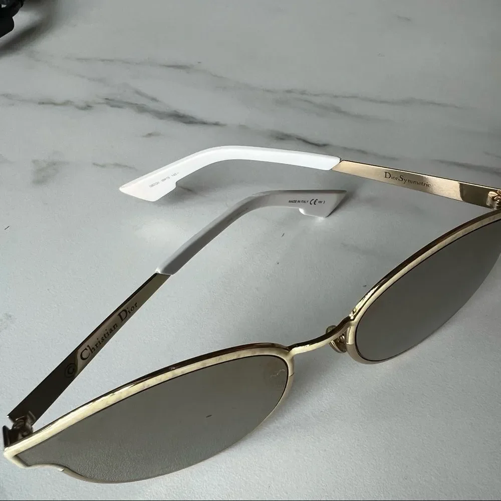 CHRISTIAN DIOR SYMMETRIC GBZQV WHITE MARBLE AUTHENTIC FRAMES SUNGLASSES 59-19