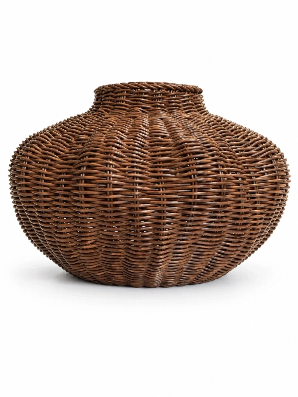 Woven Rattan Sculptural Vase Brown