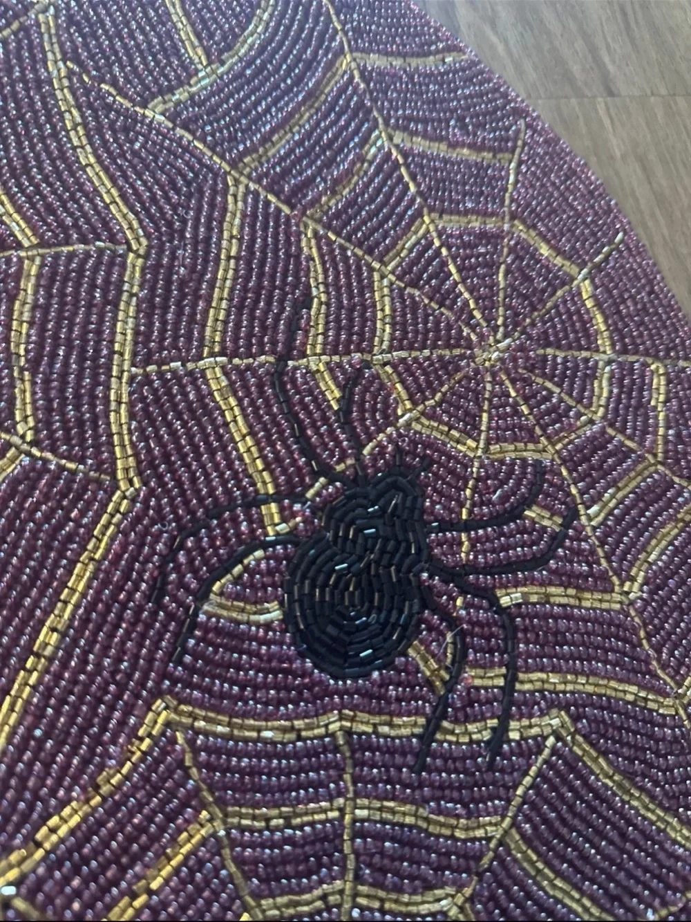 Tahari Purple and Gold Spider Web Round placemats - Set of 4