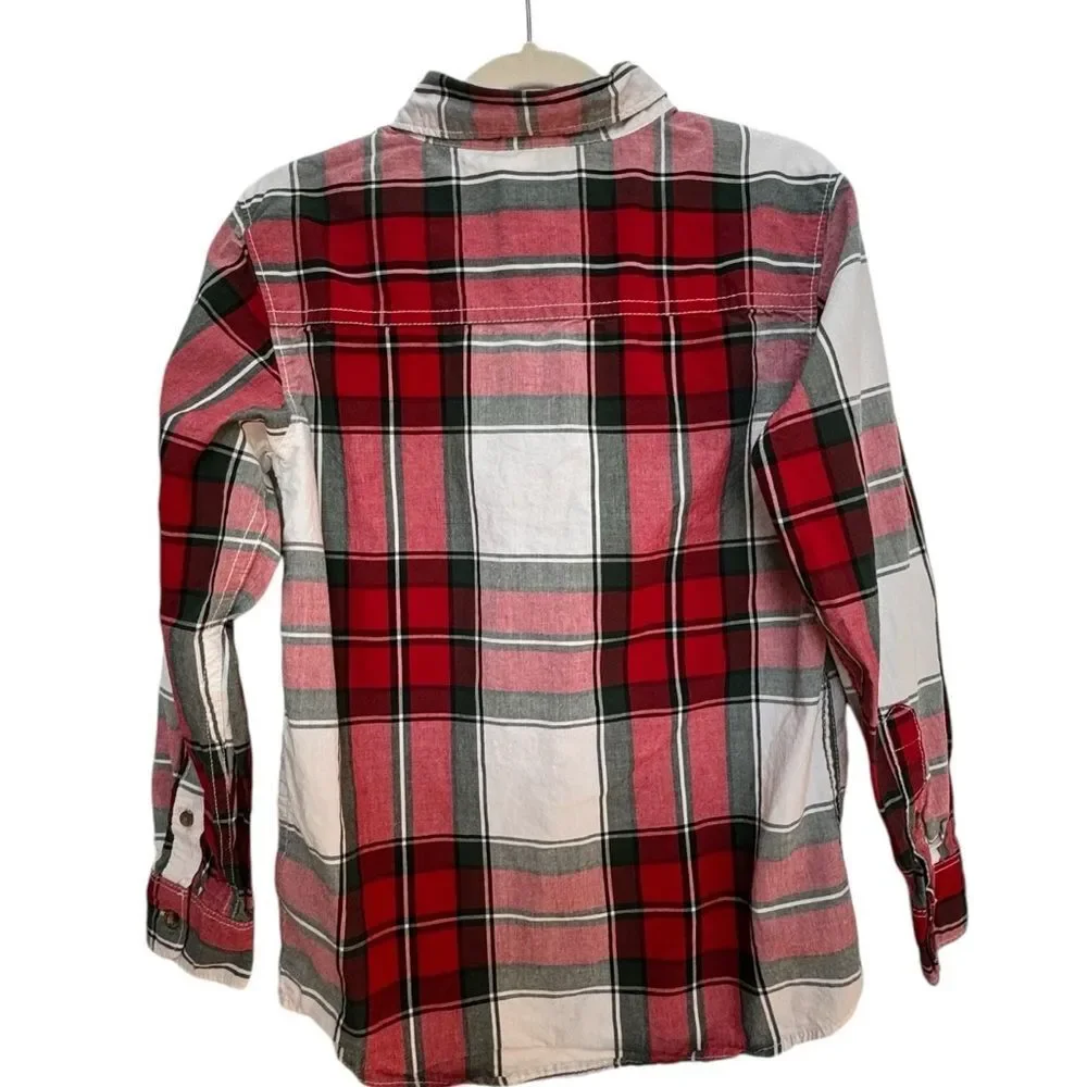 Carter’s Boys Kids Long Sleeve Festive Plaid Button Front Collared Shirt. 8.