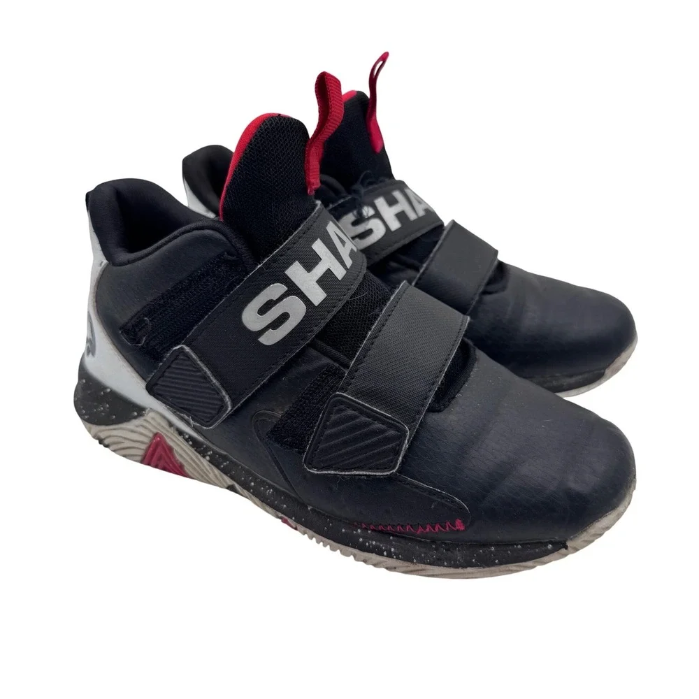 Shaq 2.5M Black Basketball Shoes Kids‎ Mid Top Hook and Loop Straps