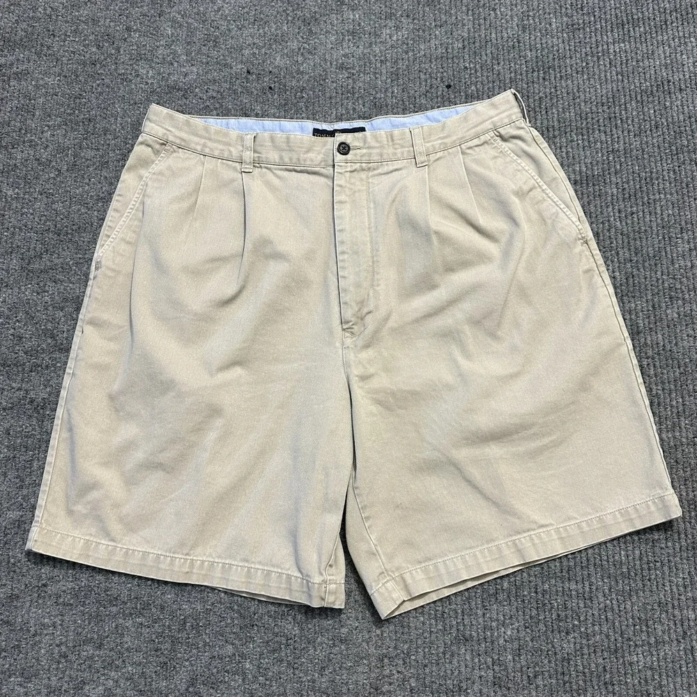 Tommy‎ Hilfiger Golf Shorts Mens Size 36 Beige Cotton Pleated Front High Rise