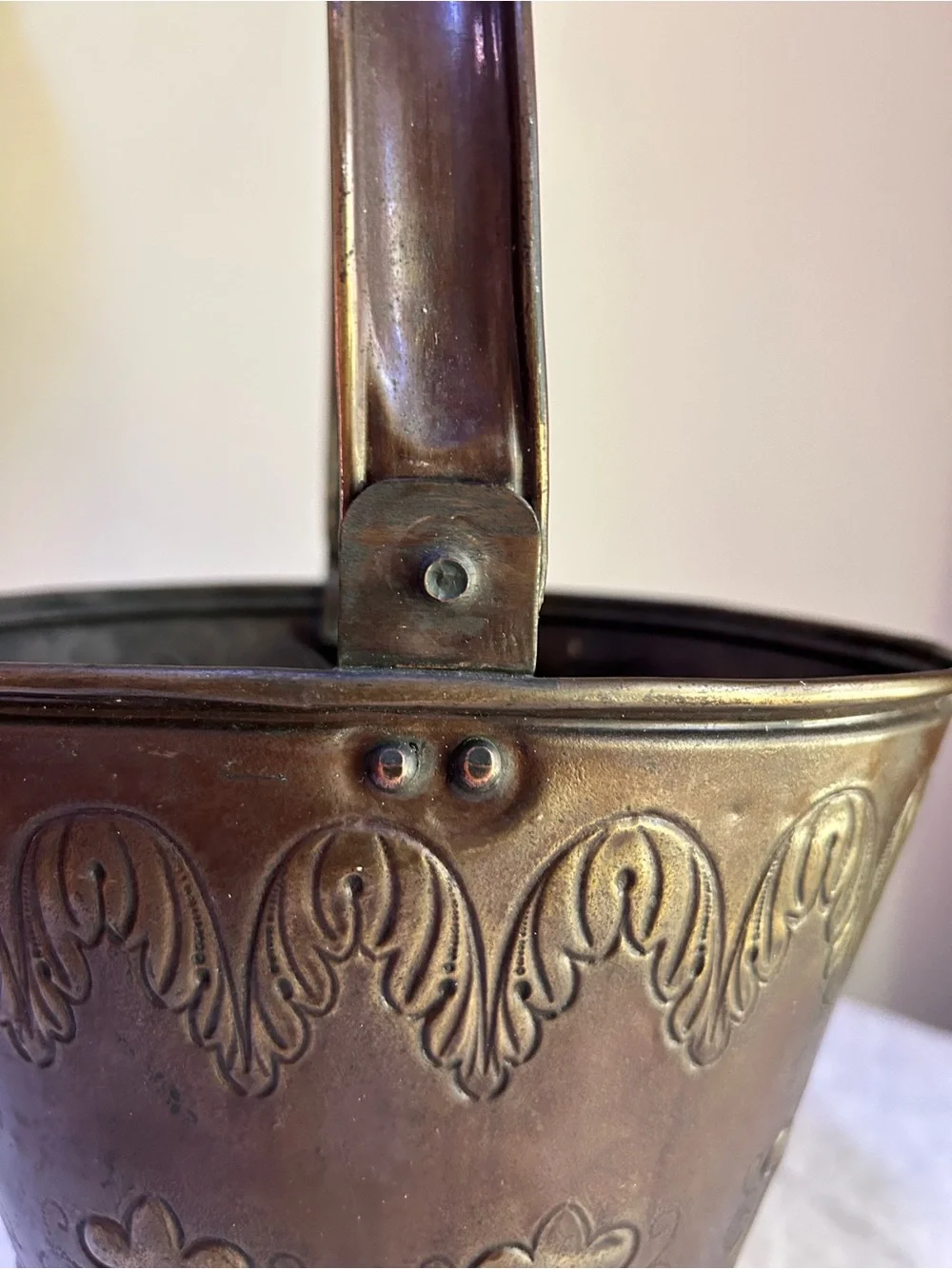 Vintage embossed brass