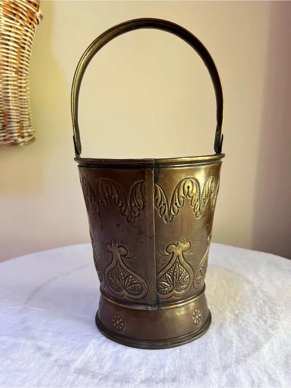 Vintage embossed brass