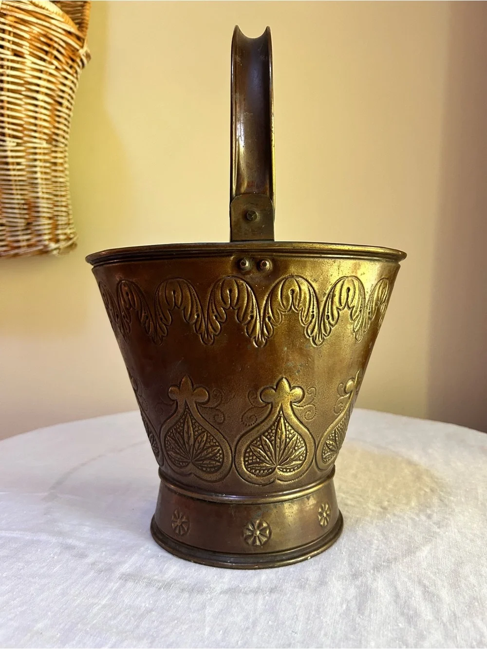 Vintage embossed brass