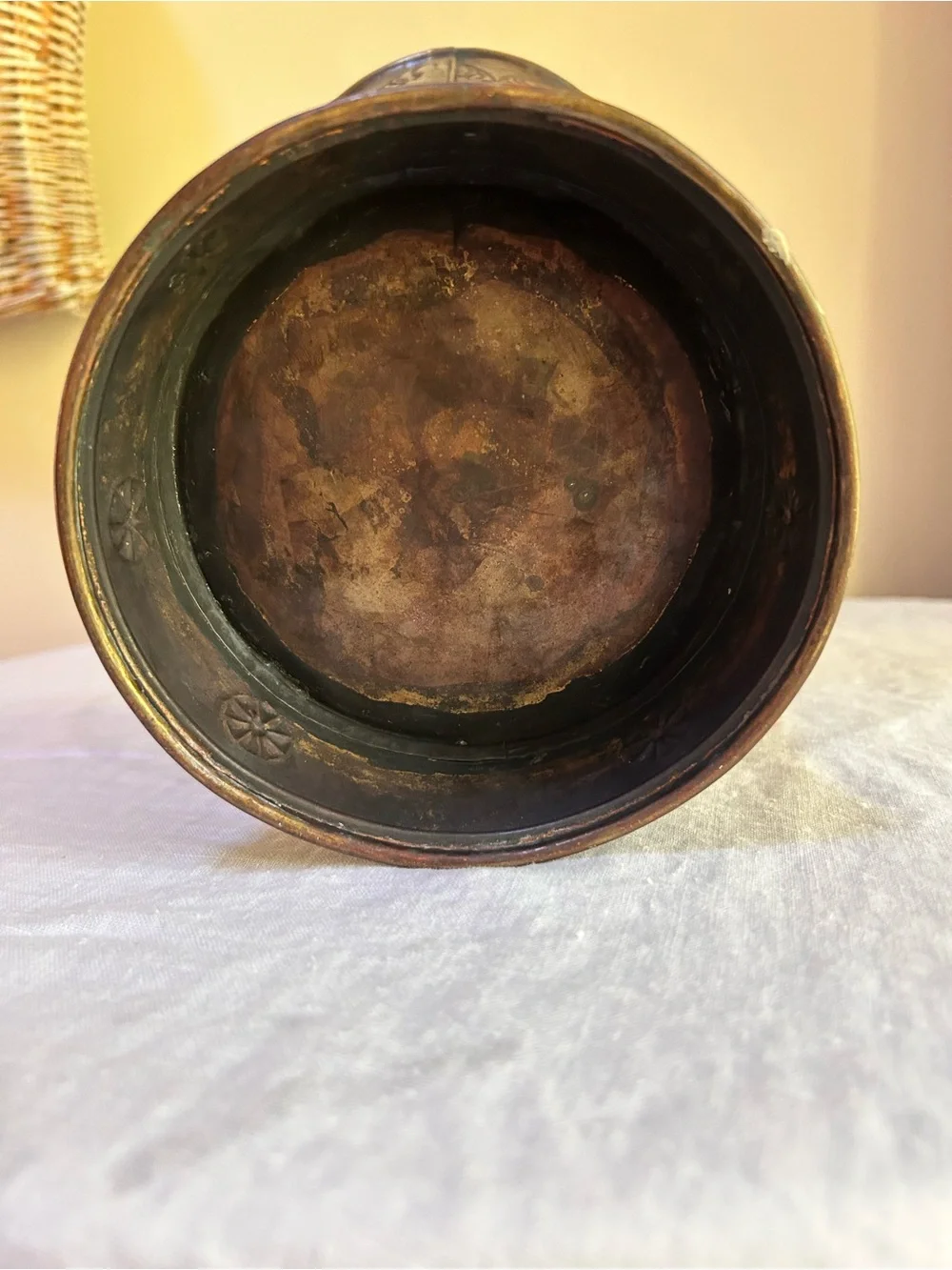 Vintage embossed brass