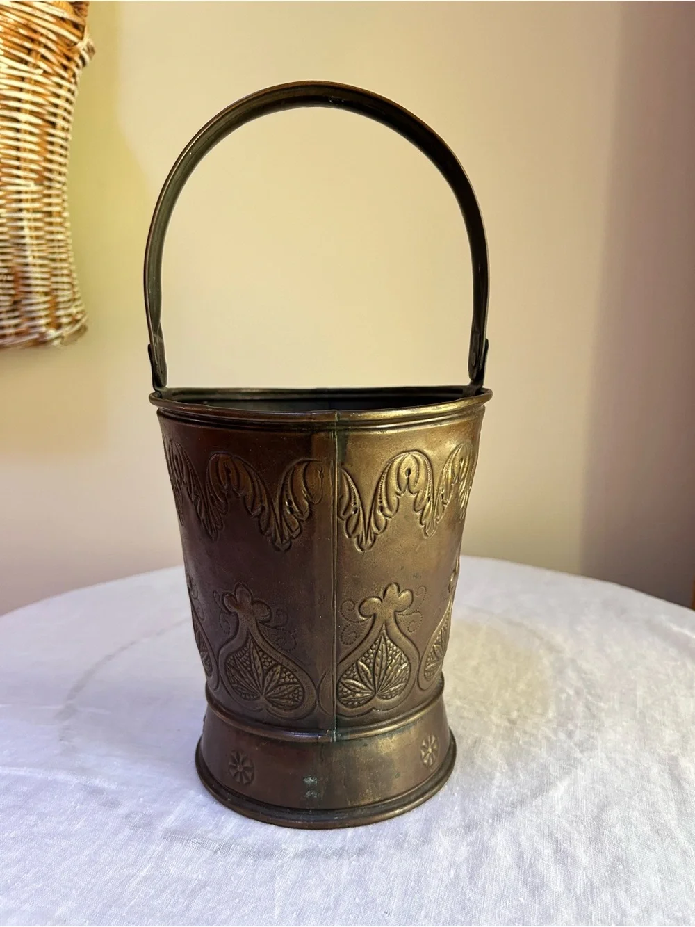 Vintage embossed brass