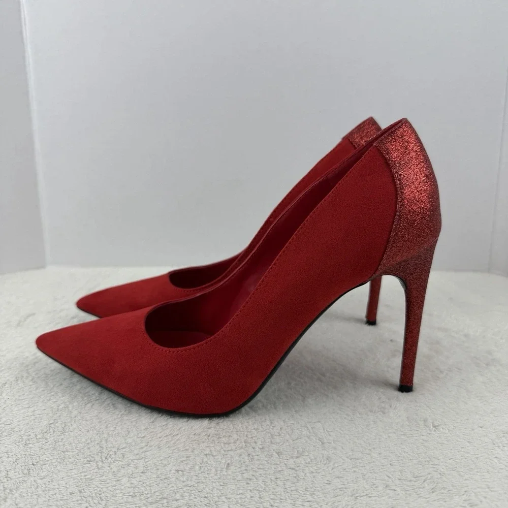 Marc Fisher Red Suede‎ Pumps Glitter Stiletto Heels Size 8.5M