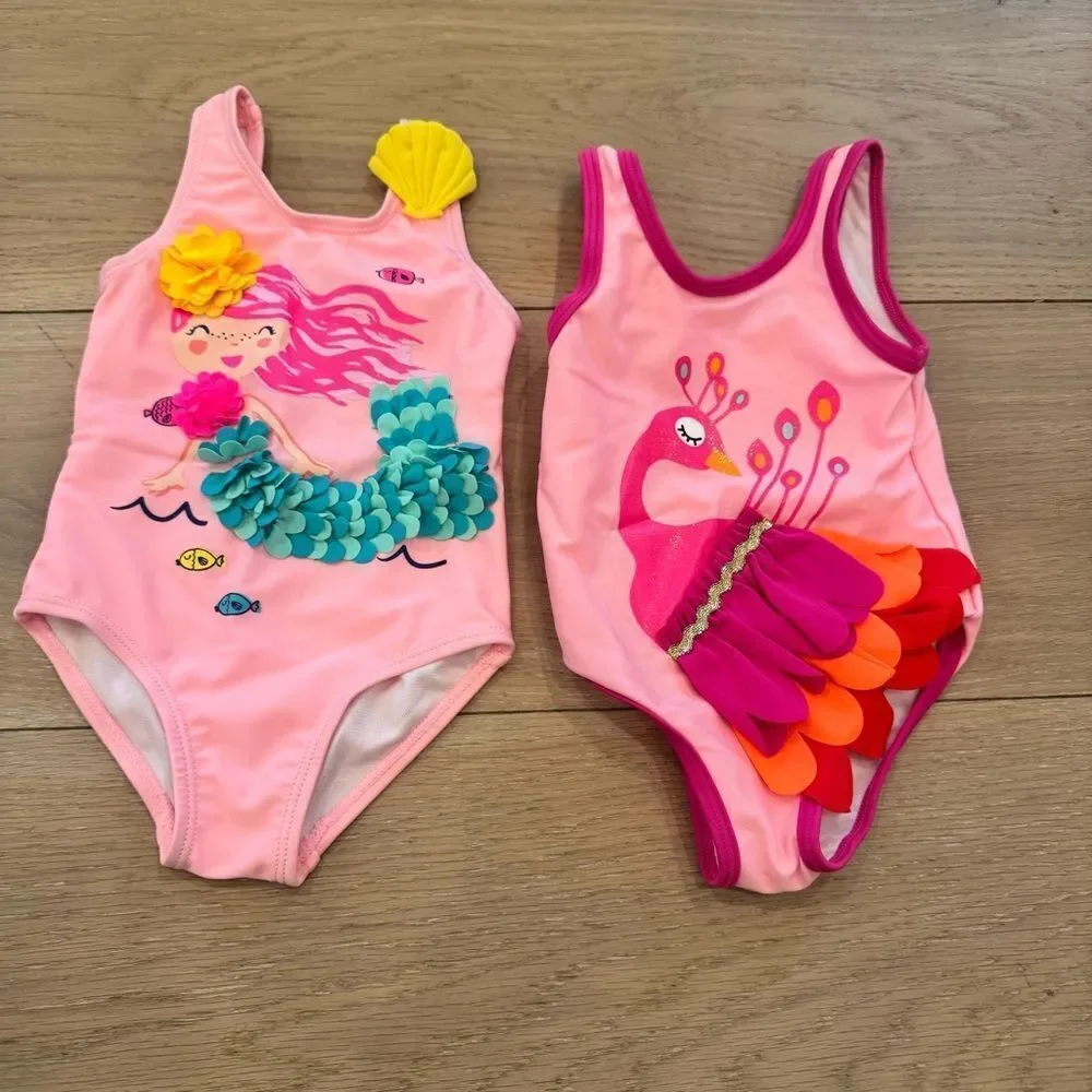 Pink Peacock Swimsuit set for baby