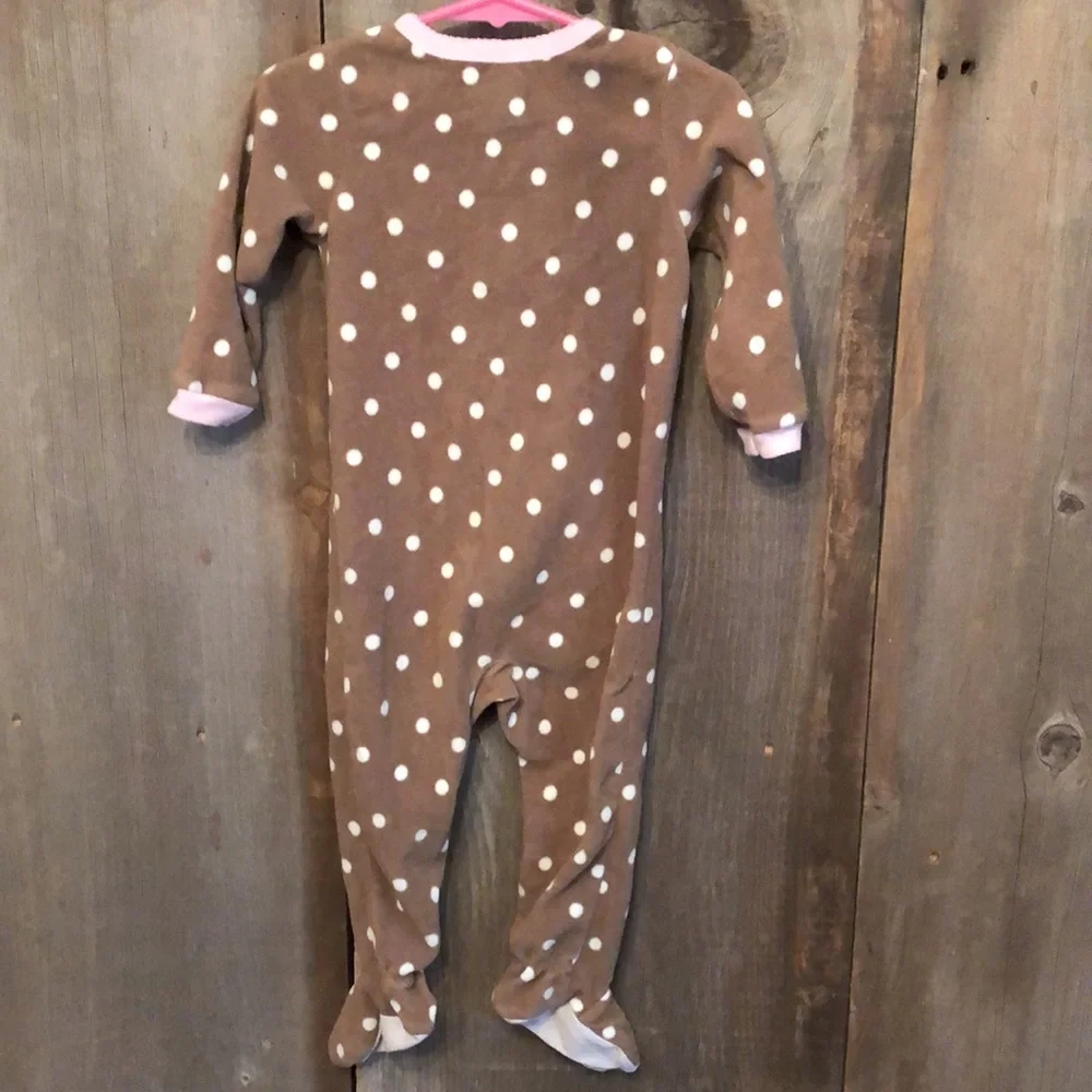 Carter’s Brown Zip-Up Fleece Sleep and Play Footed Pajamas Size 18 months
