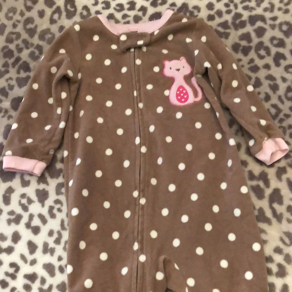 Carter’s Brown Zip-Up Fleece Sleep and Play Footed Pajamas Size 18 months