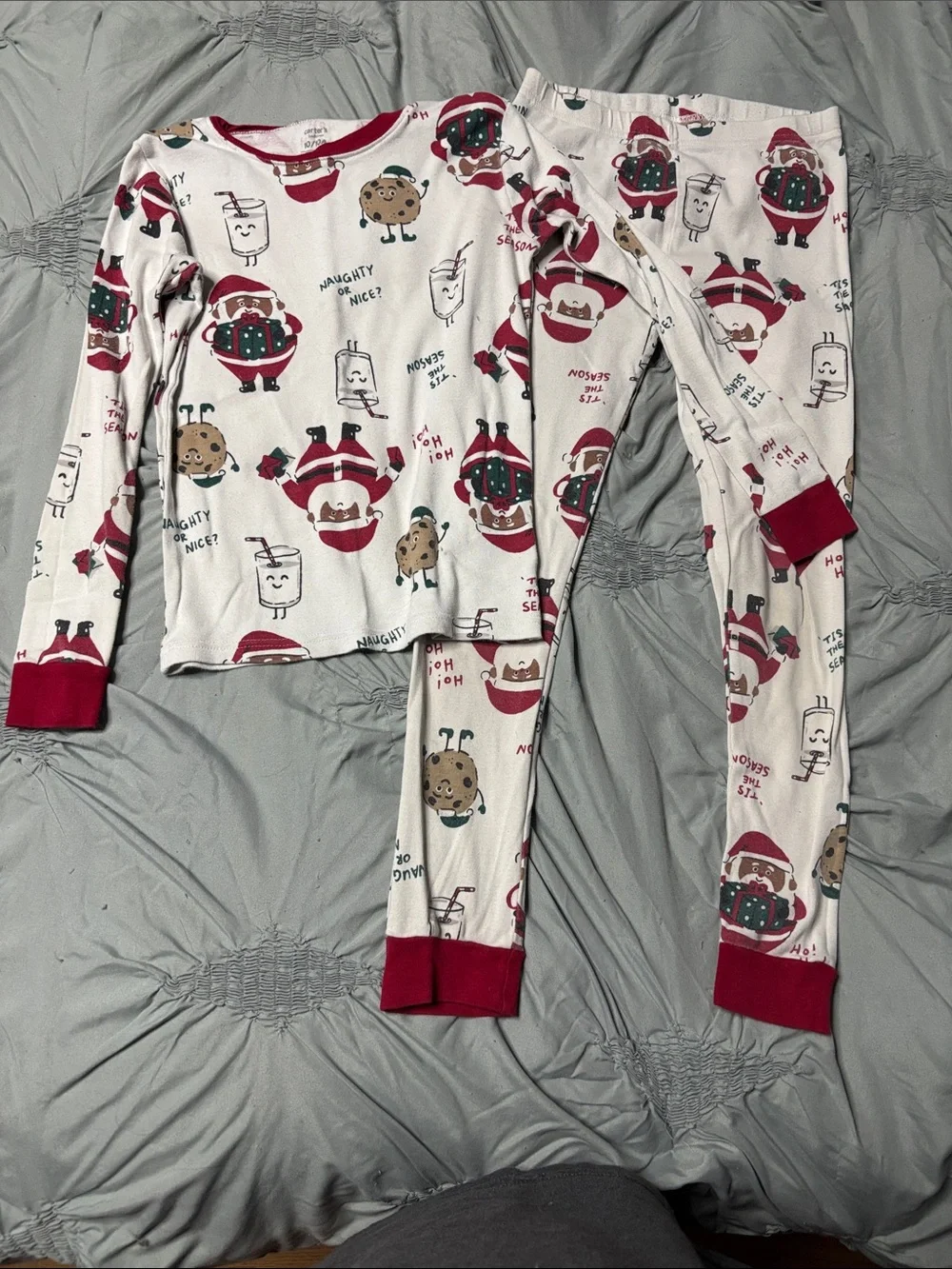 Carter's Red & White Kids Holiday Pajama Set - Grinch & Santa Prints