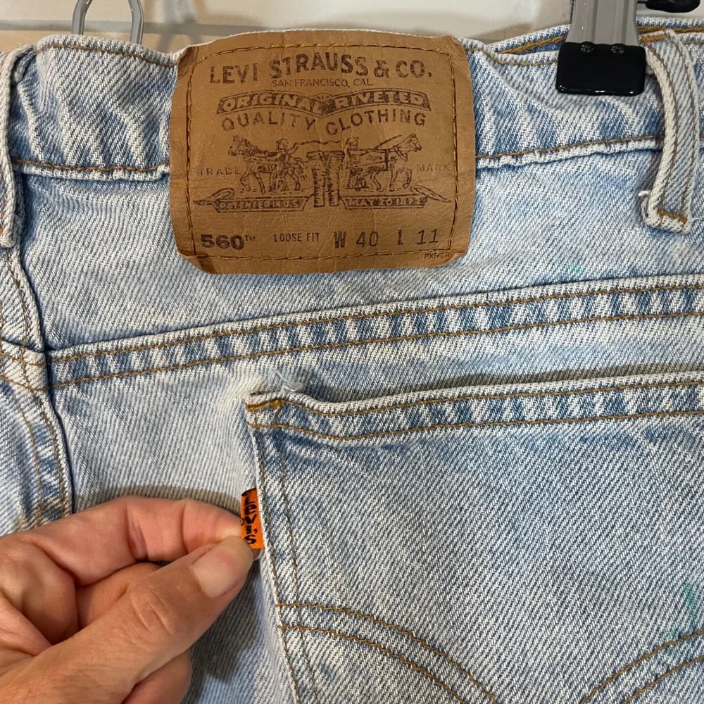 Vintage Levis 560 Loose Fit Orange Tab Denim Shorts‎ Light Wash Mens 40 READ 11