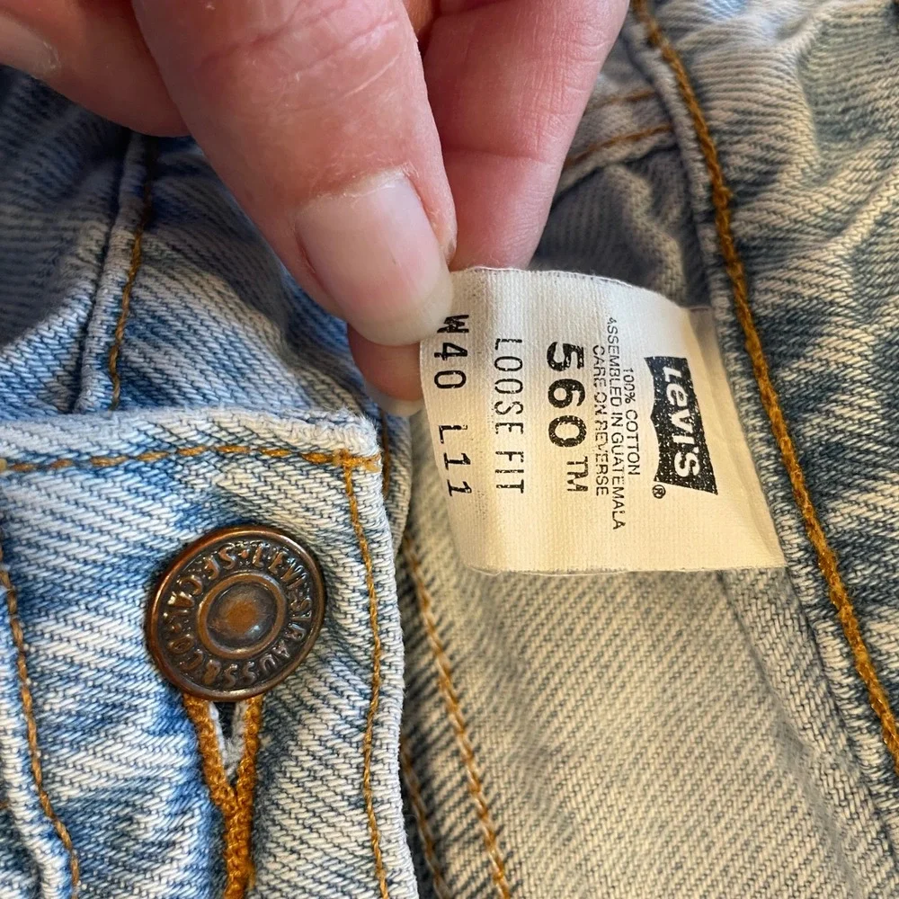 Vintage Levis 560 Loose Fit Orange Tab Denim Shorts‎ Light Wash Mens 40 READ 11