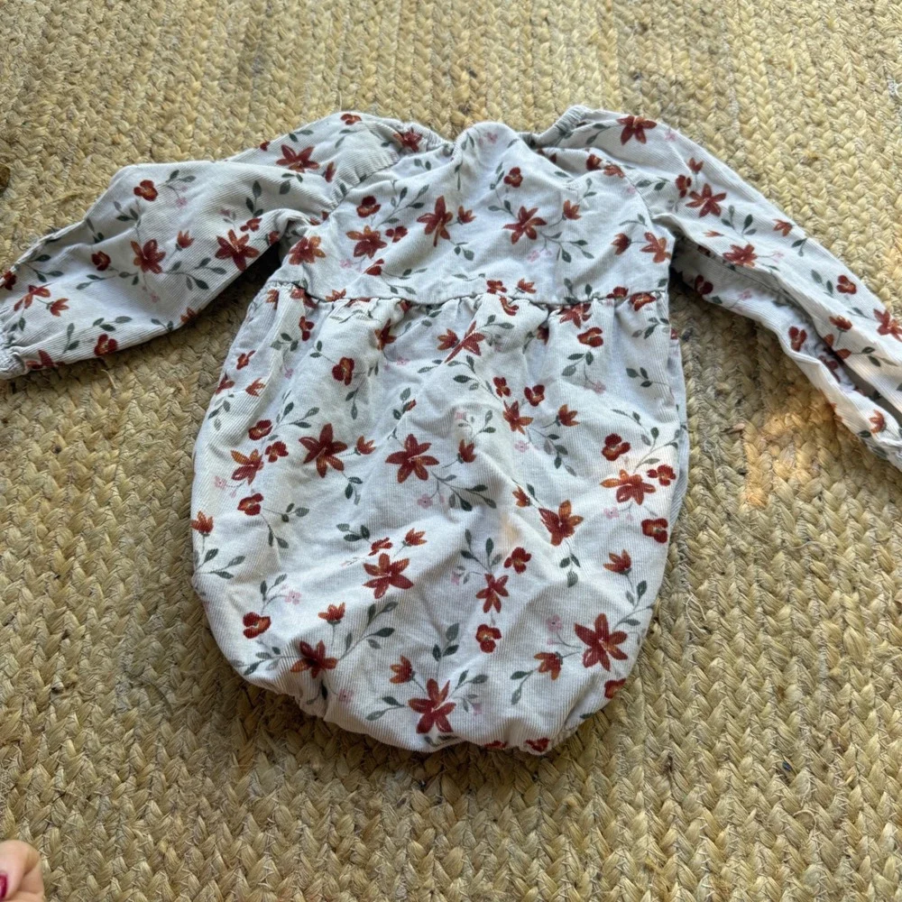 Carters Baby Girls Floral Corduroy Long Sleeve Romper Cream Rust 18M Fall Autumn