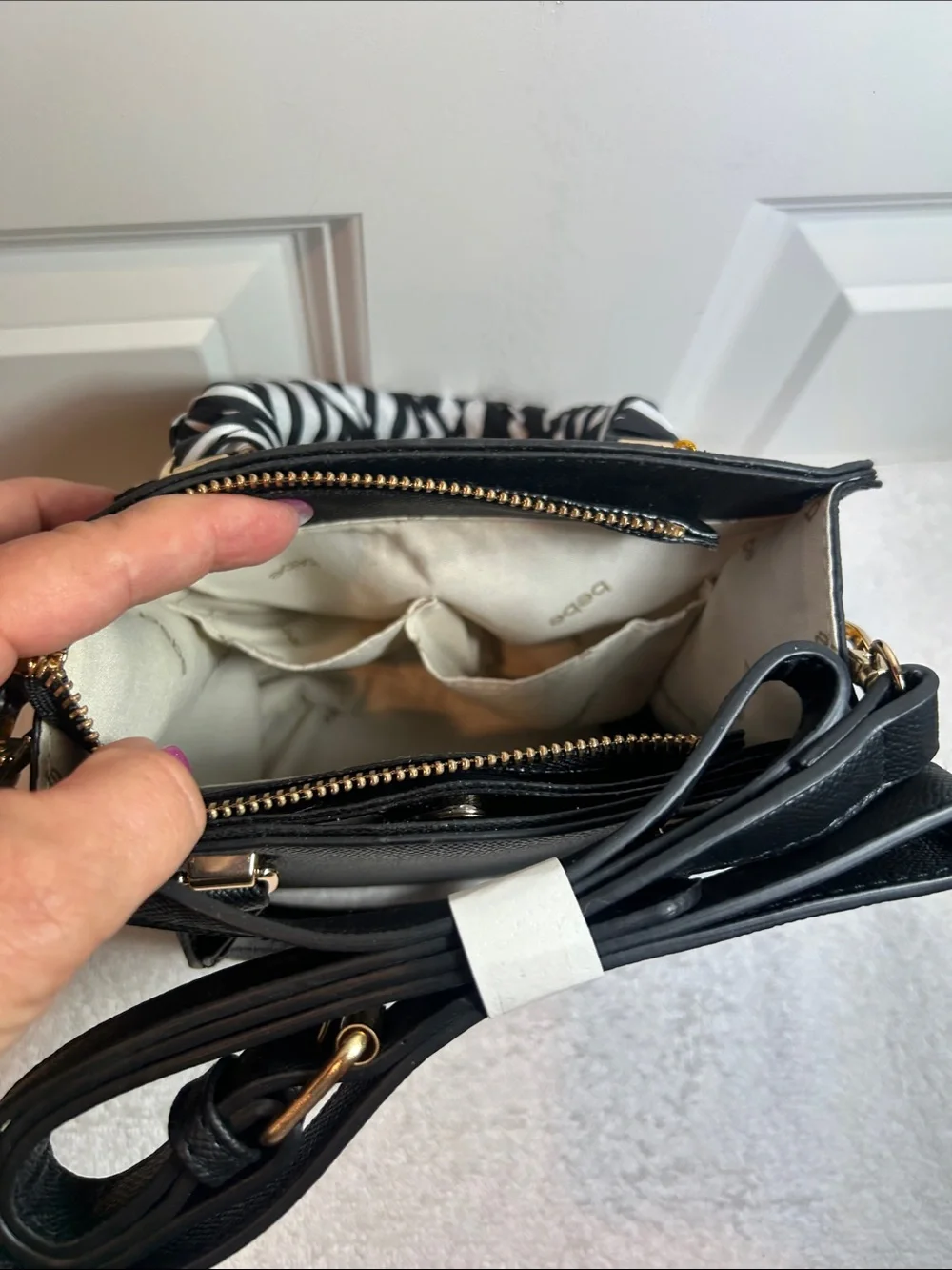 Smart bebe Leilani Satchel Crossbody Option and Scarf with Decorative Pin