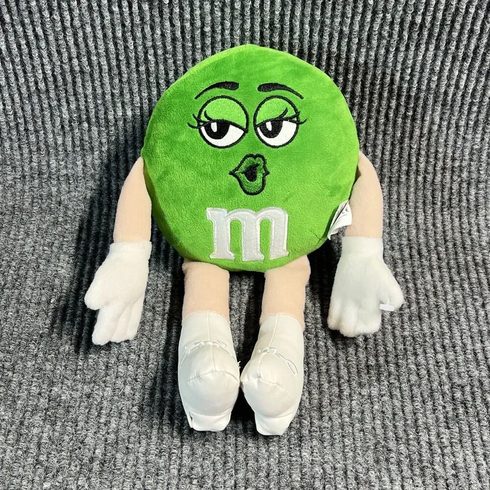 VTG Mars 2011 M&M’s Girl 12” Plush Doll White Leather Go Go Boots Pucker Up Kiss