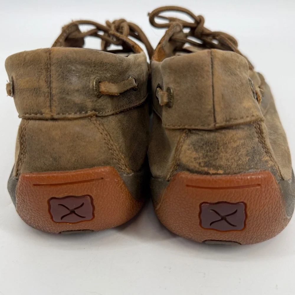 Twisted‎ X Mens Brown Distressed Leather Driving Loafers Boat Shoes 11.5 M