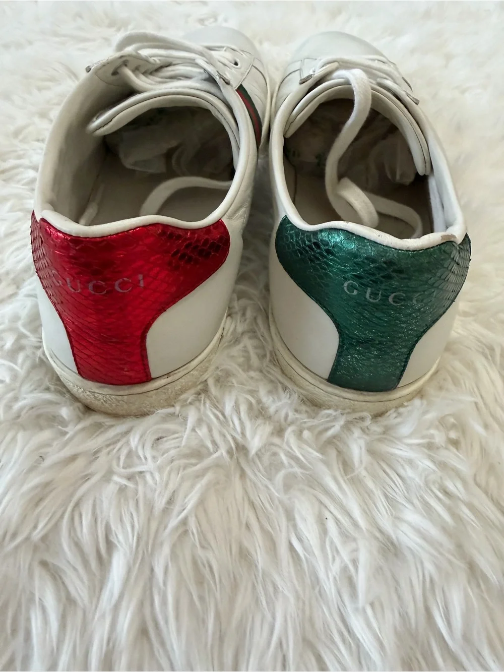 Gucci Ace Women's Sneakers White Leather Web Bee Size 39.5 US 9.5