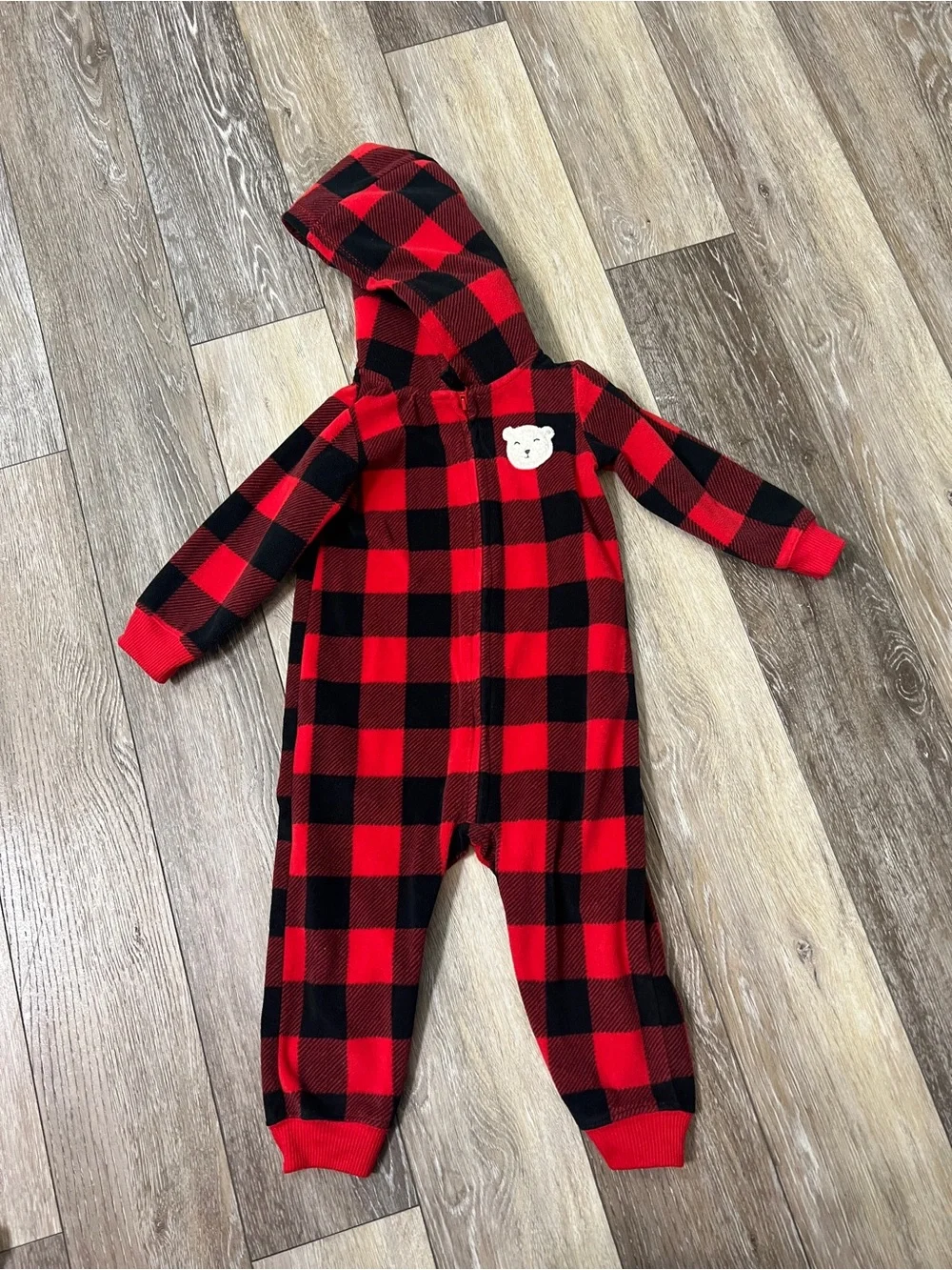 Carter’s fleece zipper front open toe footie jumpsuit hoodie