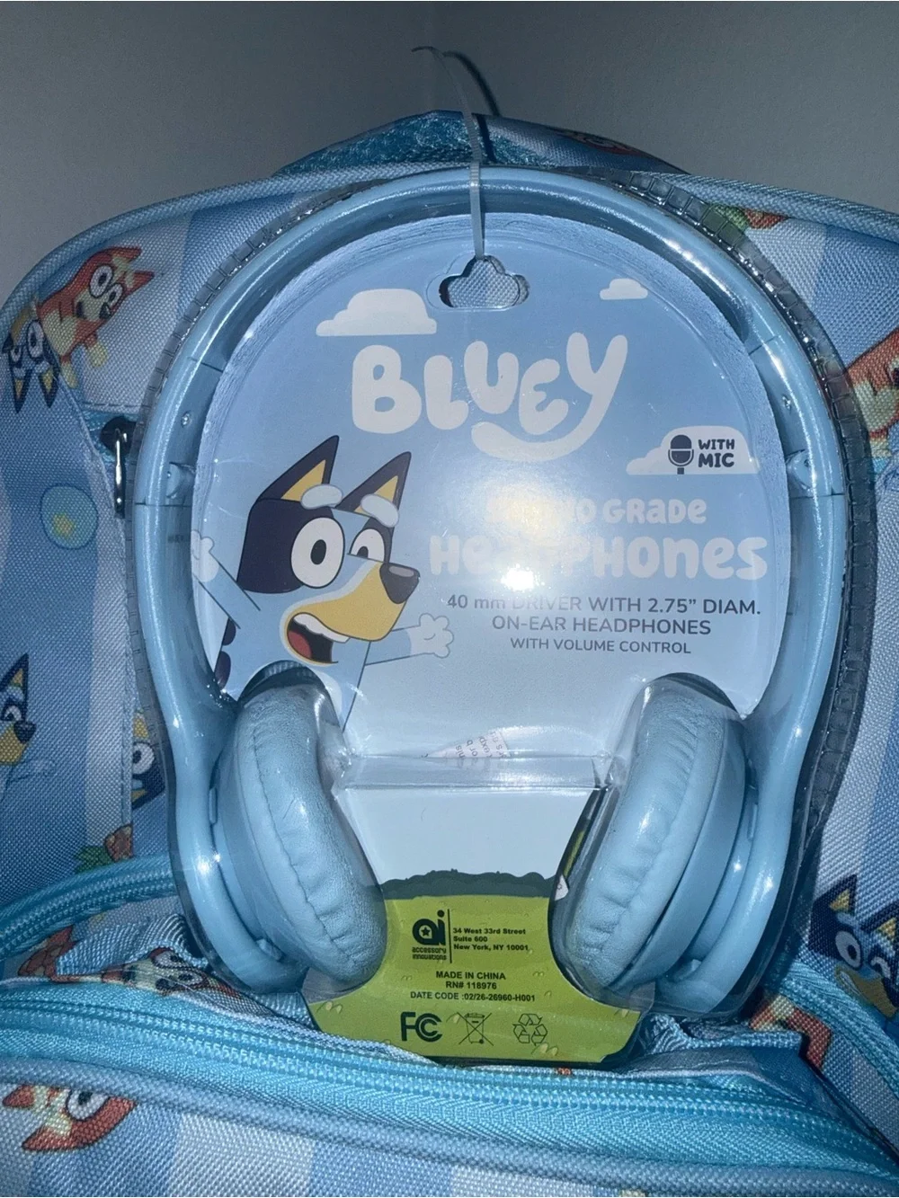 Bluey Kids Backpack with Matching Light Blue Headphones