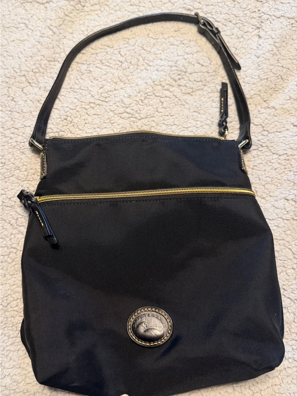 Dooney & Bourke Black Nylon Crossbody with Gold Hardware