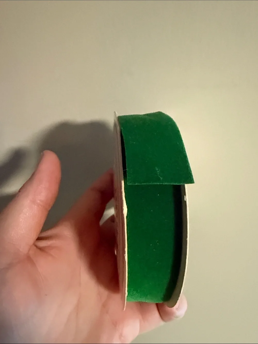 vintage spool of green floral and craft ribbon distributed by Giant - used