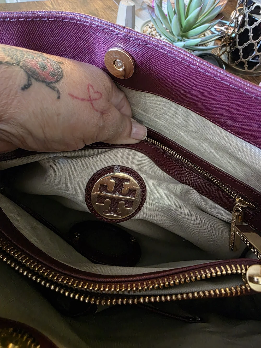 Tory Burch structured plum