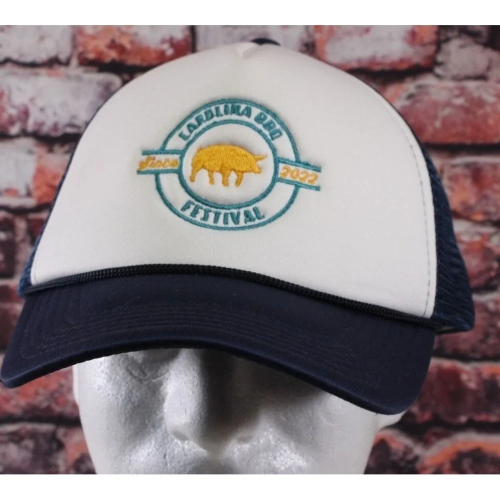 Carolina BBQ Festival 2022 Trucker Hat Navy‎ & White Mesh Snapback