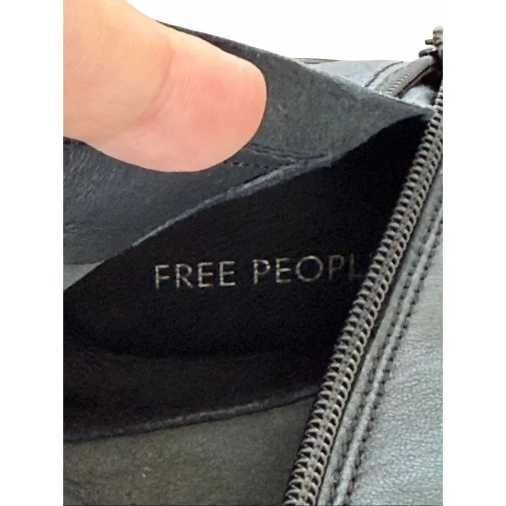 Free‎ People Wisteria Cap Bootie Size 10 Black Block Heel Supple Leather NEW
