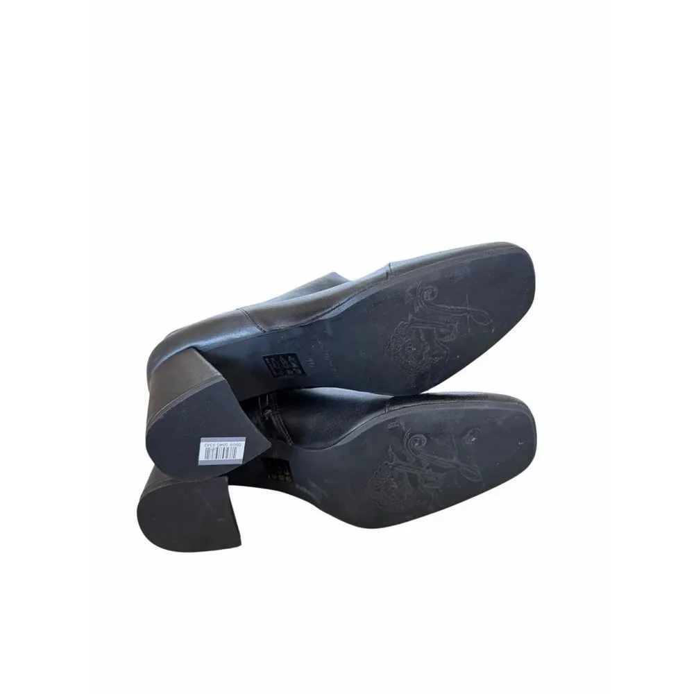 Free‎ People Wisteria Cap Bootie Size 10 Black Block Heel Supple Leather NEW