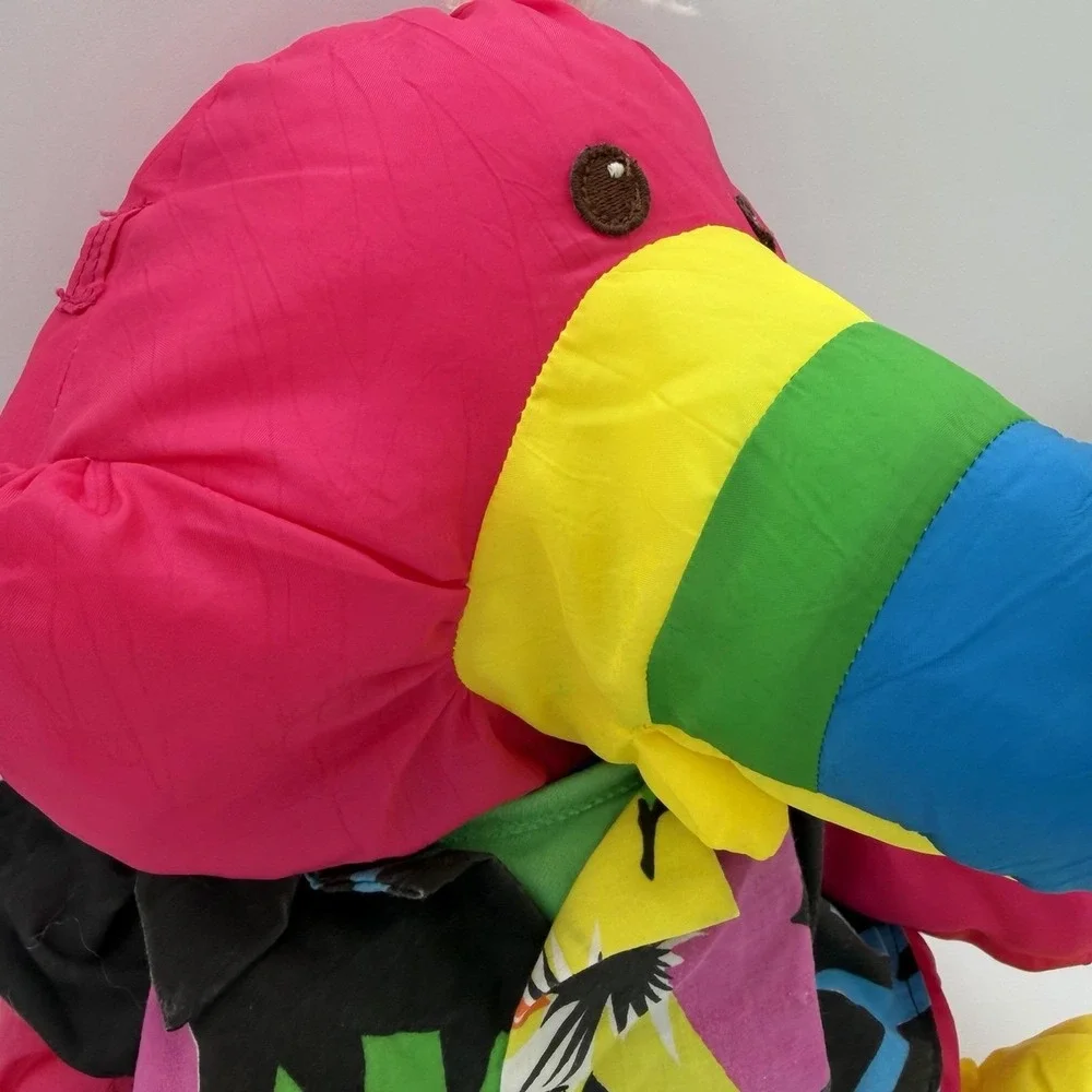 Vintage Puffalump Toucan Bird Wild Things Plush Tropical Pink 1987 Fisher Price