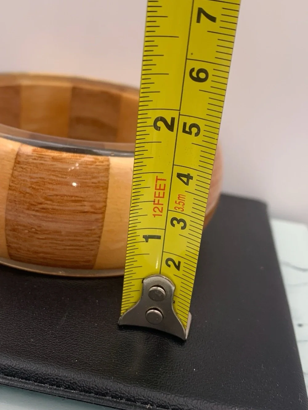 Chunky Wooden Striped Bangle encased in resin Bracelet - Natural Tones