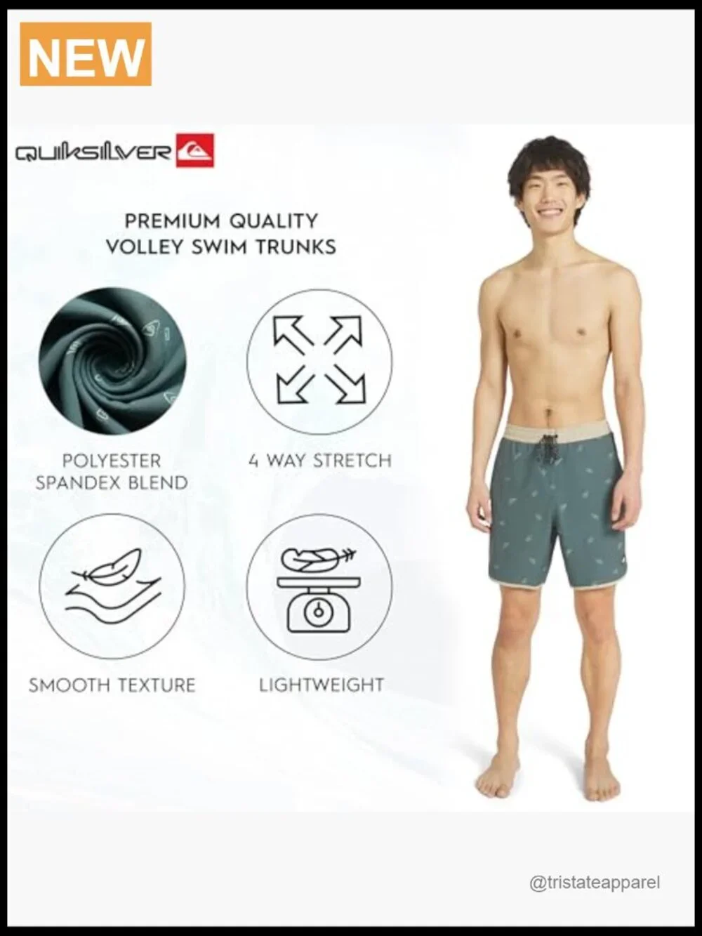 Men's Swim Trunks UPF 50+ Quick Dry Stretch Liner S-XXL Regular Fit